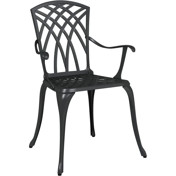 2er Set Gartenstuhl, Balkonstuhl Schwarz 53 x 51 x 88,5 cm Aluminium – Bild 3