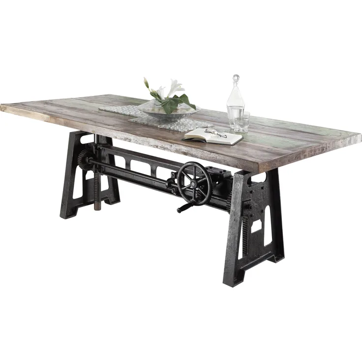 Esstisch Altholz höhenverstellbar 200x100x75-105 mehrfarbig lackiert INDUSTRIAL #23