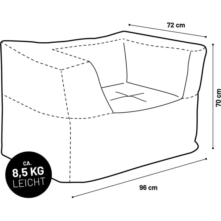 Lumaland Sitzsack-Sofa, Polyester, Sessel, Grau, 70 x 72 x 96 cm – Bild 9
