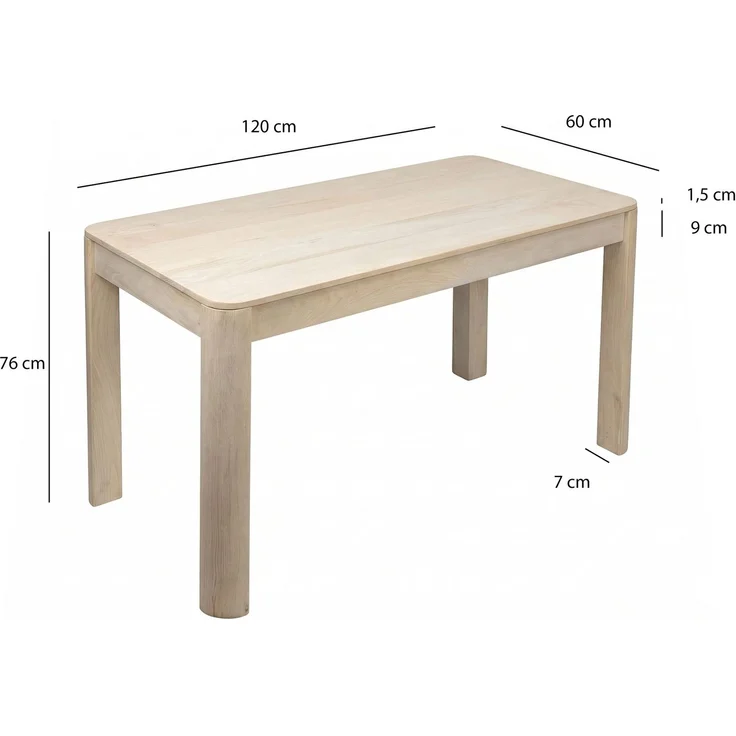 FINEBUY Esstisch FB115622 Esszimmertisch Küchentisch 6 Personen Holztisch Esszimmer (Natürliches Holzdesign mit klarer Form), Kompakte Tischlösung für kleine Essbereiche – Bild 3
