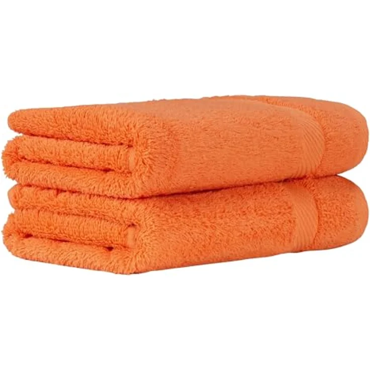 Luckytowel Handtücher Set 50x100 cm, Oeko-TEX Frottee Handtuch-Set, 100% Baumwolle, 600 g/m², flauschig & saugstark, 2er Pack Orange – Bild 1