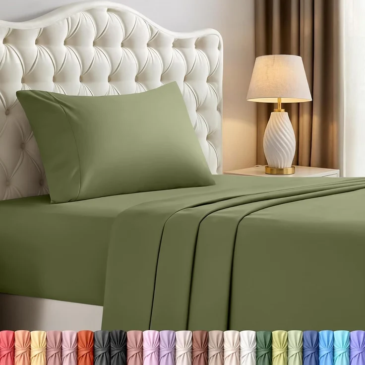 Utopia Bedding Bettwäsche-Set für Doppelbetten – 3-teiliges Bettwäsche-Set – gebürstete Mikrofaser – schrumpffrei und lichtbeständig – pflegeleicht (Doppelbett, Olivgrün) – Bild 1
