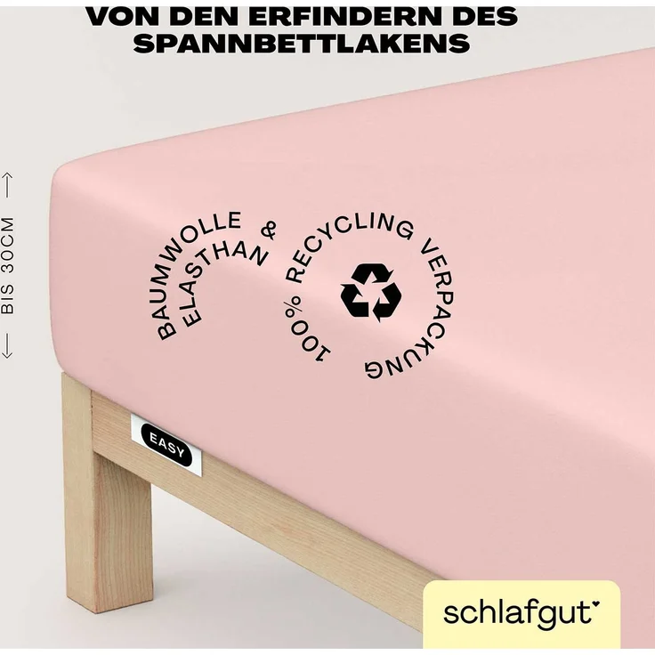 Schlafgut 'Easy' Spannbettlaken, MADE IN GREEN by OEKO-TEX®, Gummizug: rundum, Jersey Elasthan, Purple Light, L 140x200 cm - 160x220 cm – Bild 3