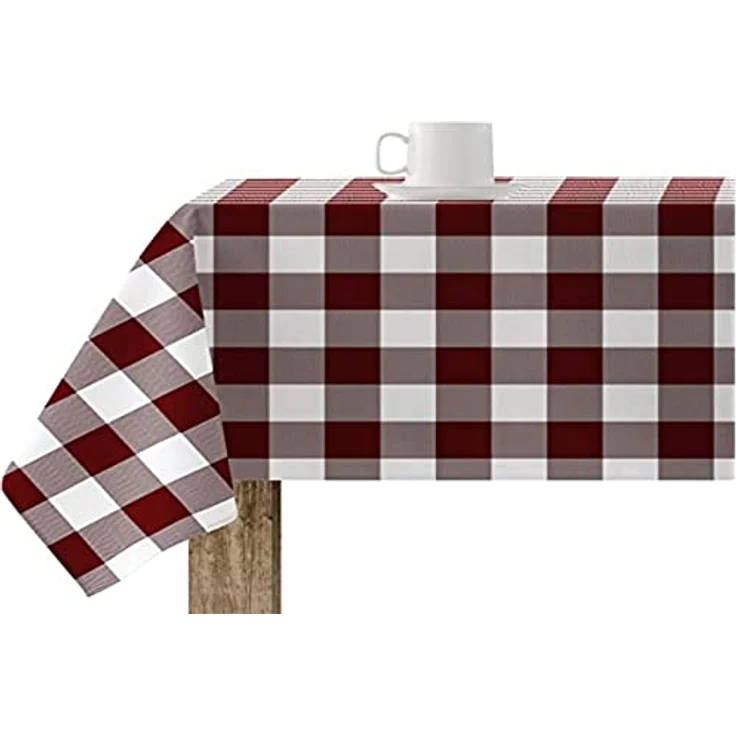 BELUM Tischdecke, harzbeschichtet, fleckenabweisend, granatrot, kariert, Vichy-Größe, 100x140 cm, fleckenabweisende Tischdecke, Vichy-Granatrot, Tischdecke aus 100% Bio-Baumwolle – Bild 2