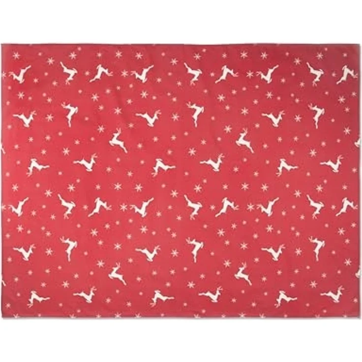 Excelsa Nordic Christmas Weihnachtstischdecke Rentiere und Schneeflocken, rot, 140x180 cm – Bild 1