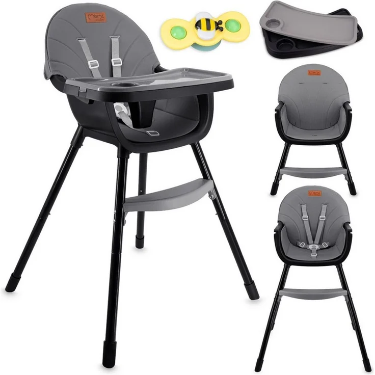 MoMi Kinderstuhl Reki, 2in1 Hochstuhl mit 5-Punkt-Gurt bis 20 kg – Bild 1
