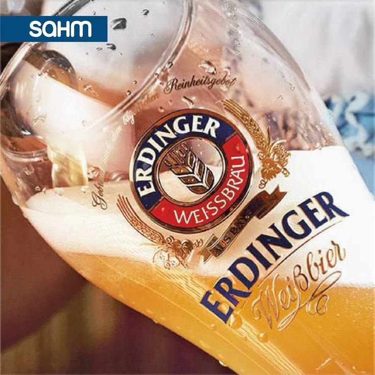 SAHM Bierglas Original ERDINGER Weizenbierglas 0,5 l Set - 6 Weizenbiergläser 0,5 l, Edles Glas – Bild 3