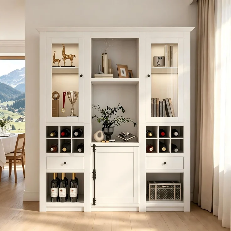 (=2967707172AAA )Vitrine mit 7 Farben LED Beleuchtung Vitrinenschrank Standvitrine Stauraumvitrine Schrank Wohnzimmerschran Weiß LED Vitrine (3-St) Wohnzimmer Wohnwände LED Vitrinenschränke--Weiß--143x45.5x170cm--YOUDENOVA – Bild 4