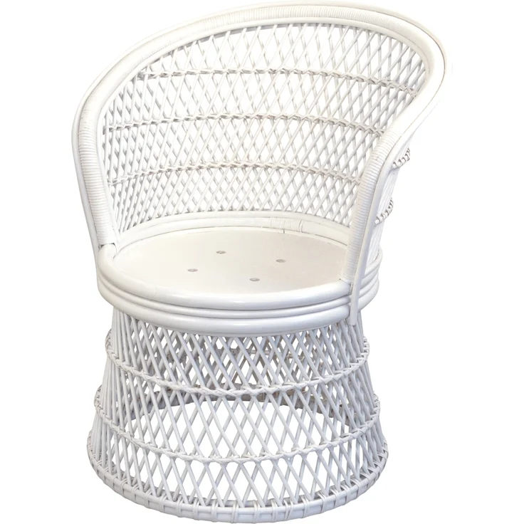 Rattansessel, Thron, Loungesessel aus Rattan handgeflochten, weiß, inkl. Kissen – Bild 3