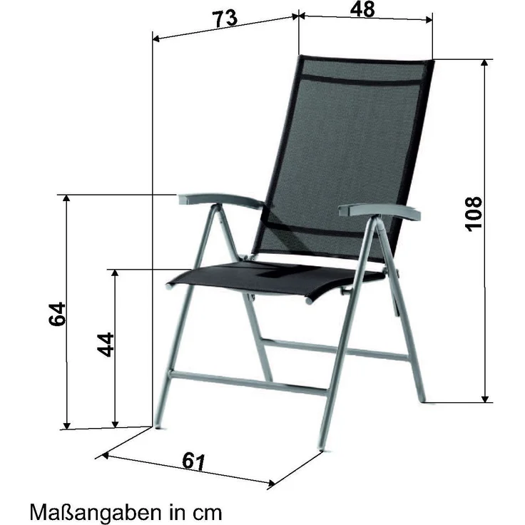 Gartenstuhl >Sirio< in Silbergrau, Kunstfasergewebe - 61x108x73cm (BxHxT) – Bild 2