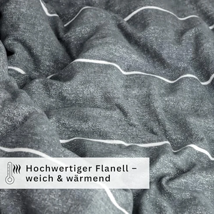 Esprit Bettwäsche FLANELL Winter Bettwäsche, Baumwolle, 1 teilig, 135 x 200 cm in Anthrazit – Bild 8