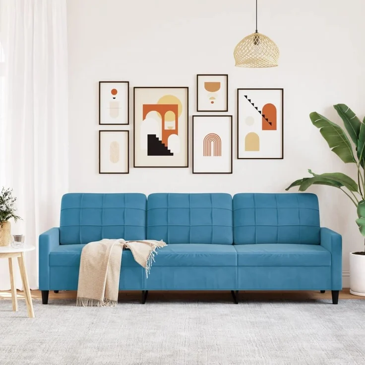 vidaXL 3-Sitzer-Sofa Blau 210 cm Samt 4007653 – Bild 2
