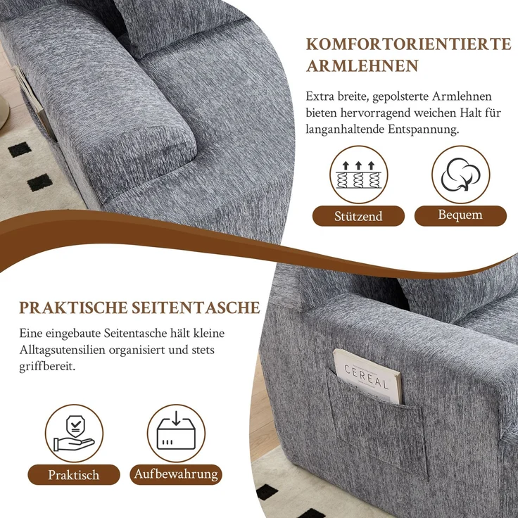 ZUBALIYA SchlafSofa mit Cordbezug, mit Schaumstoffpolsterung, ohne aufwendige Montage, für Wohnzimmer und Apartments – Bild 6