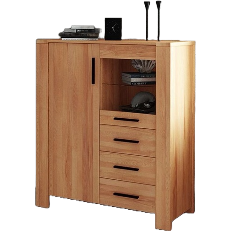 Anrichte Lubic Kernbuche massiv 111x45x128 mit 2 Türen 3 Schubladen Holzbeinen