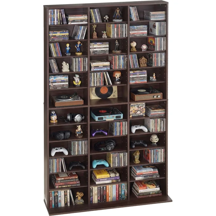 VEVOR Medienregal, 1018x231x1810 mm, Multimedia-Aufbewahrung, Regalwand mit 12 Regalebenen 36 Fächer für CDs, DVDs, Bücher & Spiele, CD-Regal für Wohnzimmer, Homeoffice, Aufnahmeraum