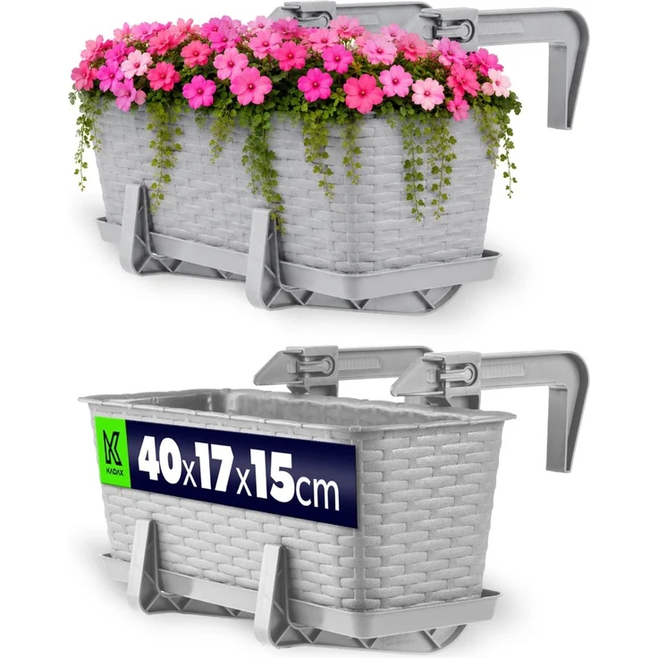 KADAX Blumentopf-Balkon-Pflanzgefäßständer 40 cm grau – Bild 1
