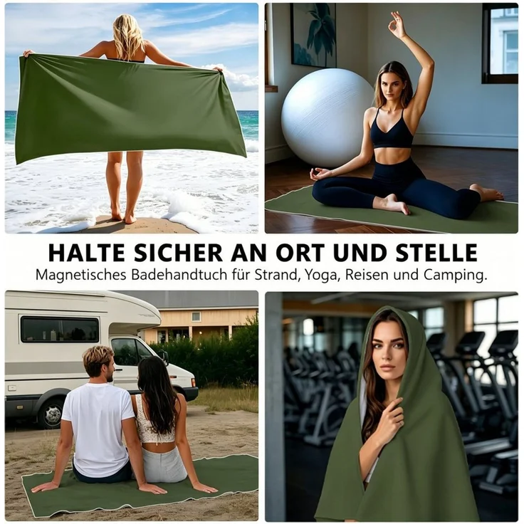 Toomoke Strandtuch Strandtuch Mikrofaser Badetuch Strandlaken mit Magnetverschluss, Magnet Schnelltrocknend Handtuch Duschtuch 190x76cm – Bild 4