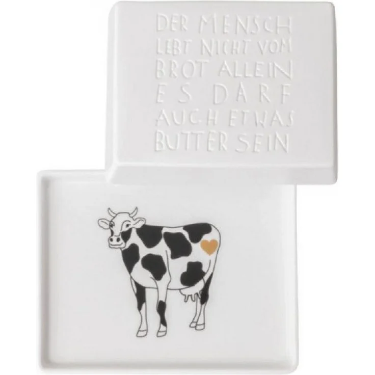 Butterdose klein "Der Mensch lebt nicht vom Brot allein", 11 x 9,5 x 5,4 cm – Bild 1