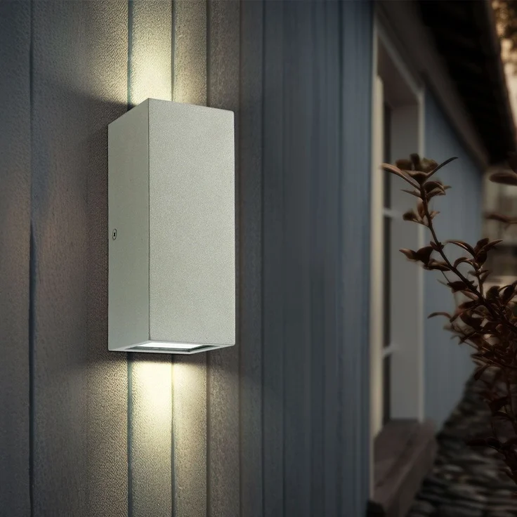 LED Wandleuchte, IP44, Up & Down, Edelstahl, H 16cm – Bild 2