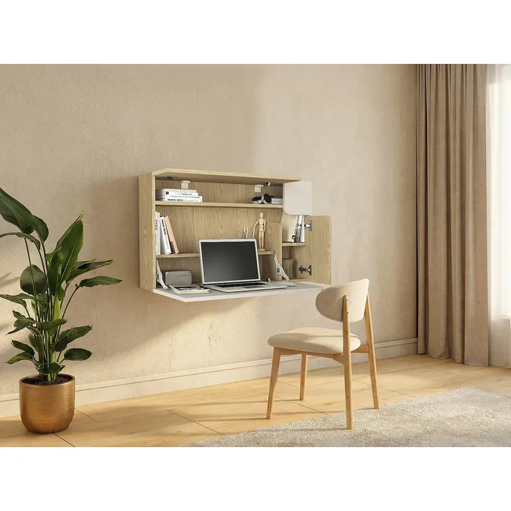Vente-unique - LYNATO Büromöbel Holz, Platte BeigeBeige - B 21,8 cm x H 60 cm x L 100 cm