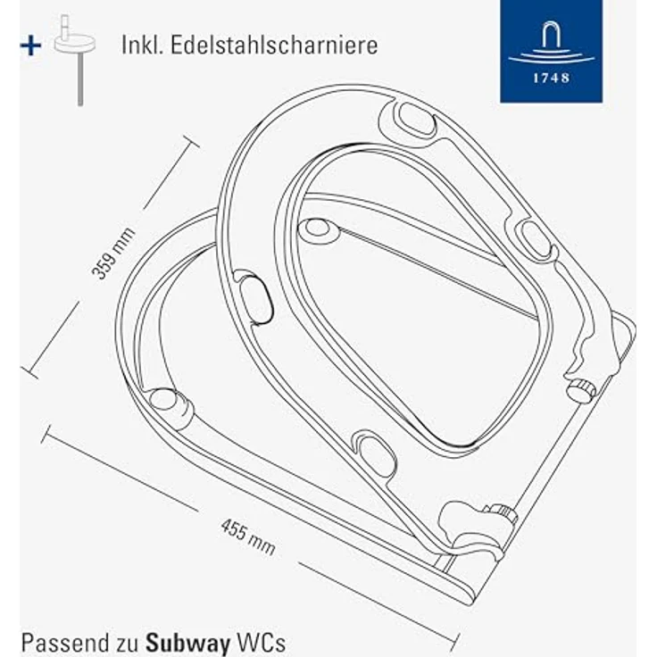Villeroy & Boch 9M55S101 Villeroy&Boch Subway Toilettendeckel weiß alpin, mit Absenkautomatik, aus Duroplast, Klodeckel, Toilettensitz, oval – Bild 8
