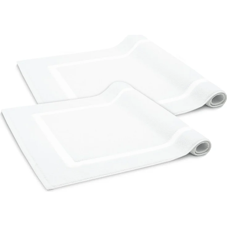 ZOLLNER 2er Set Badevorlagen, 100% Baumwolle, 50x80 cm, weiß – Bild 1