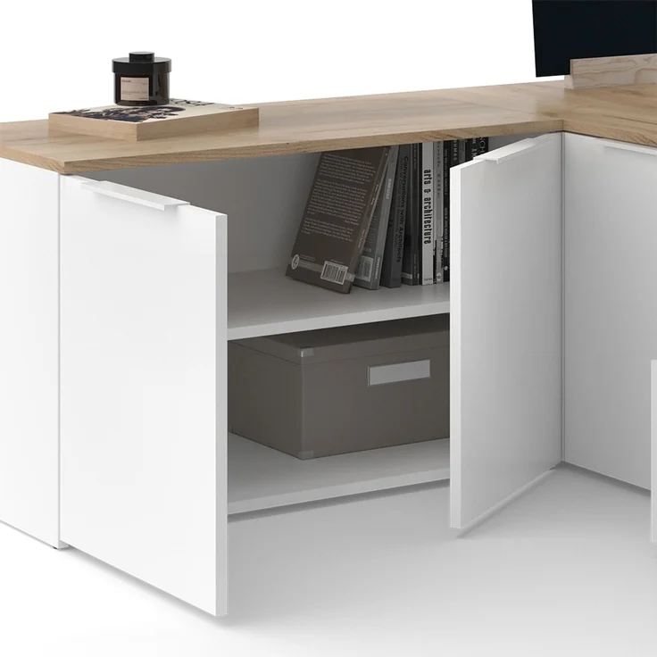 Wohnwand Wido Weiß/Sonoma 5 Teile Vicco – Bild 6