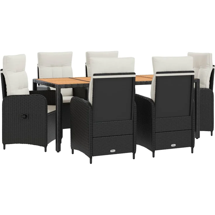vidaXL Outdoortisch-Set 7 stk. Schwarz und Cremeweiß 190 x 90 x 75 cm 3422276 – Bild 2