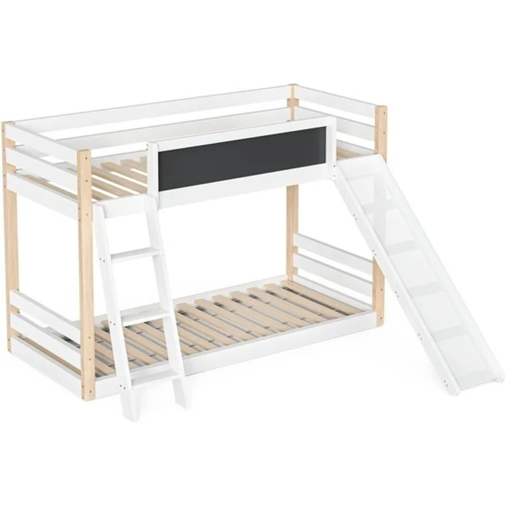 STILVORA Etagenbett 90X190/200 mit Tafel,Jugendbett Kinderbett mit Rutsche&Treppe – Bild 4