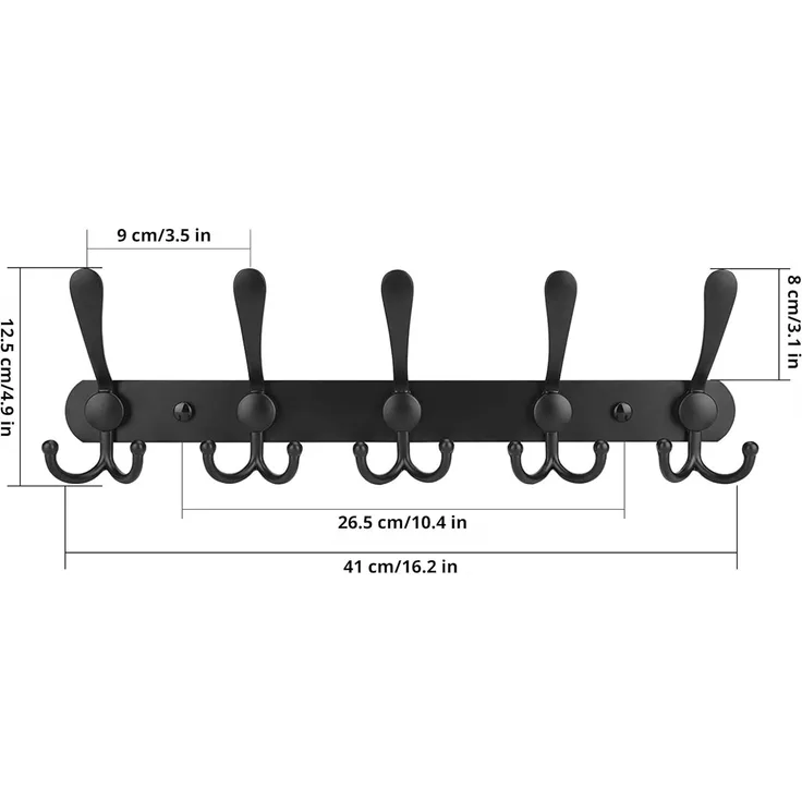 GlazieVault Kleiderhaken wand - Garderobenleiste Edelstahl (2 Stuck), Garderobenhaken Schwere, Garderobe Wandhaken, Wandgarderobe, Hakenleiste (Schwarz)