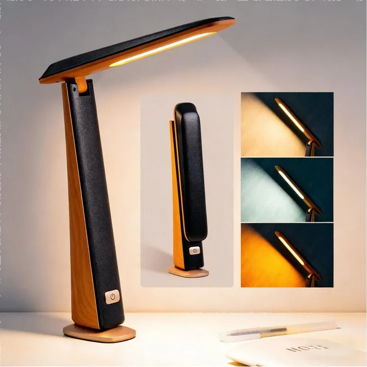 Toomoke LED Schreibtischlampe Akku Tischlampe, Leselampe für Büro und Zuhause, Faltbare Schreibtischleuchte für Lesen, Lernen, Büro und Homeoffice, 3 Lichtfarben, stufenlos dimmbar, faltbar, Akku, Touch, USB-C