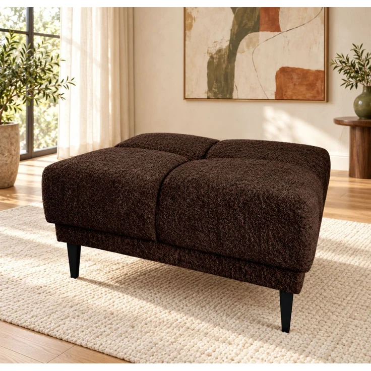 Ecksofa Schlafsofa SENVELIO RELAX inkl. Hocker Stoff Glam Schokobraun Ottomane Links – Bild 4