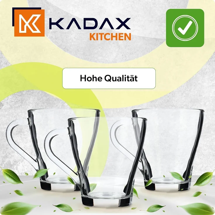 KADAX 6x Tee- und Kaffeegläser, 250 ml, Getränkeglas-Set mit Griff – Bild 4
