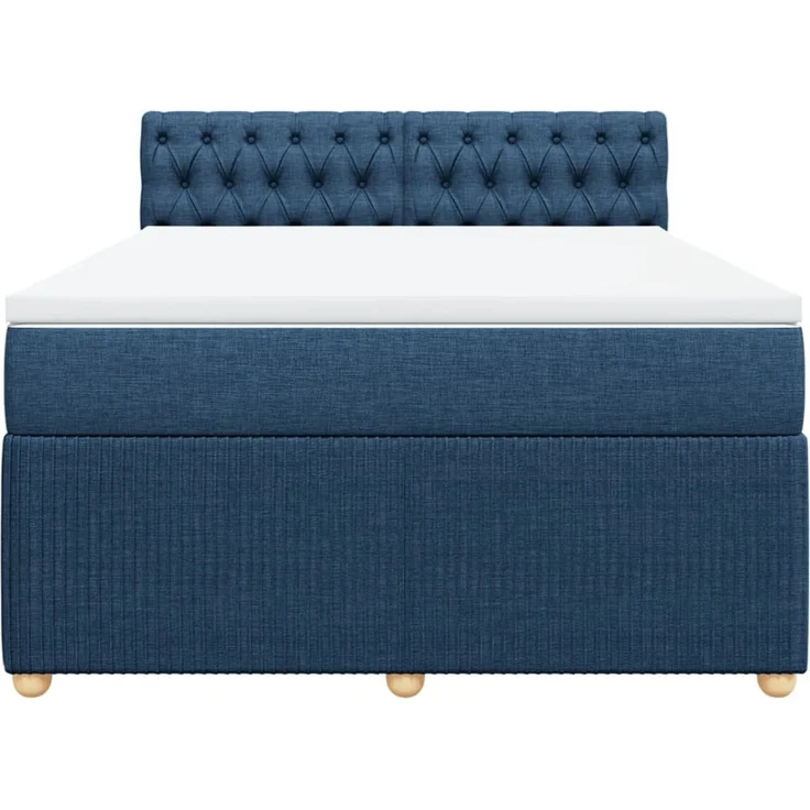 vidaXL Boxspringbett mit Matratze Blau 140x200 cm Stoff 3289792 – Bild 6