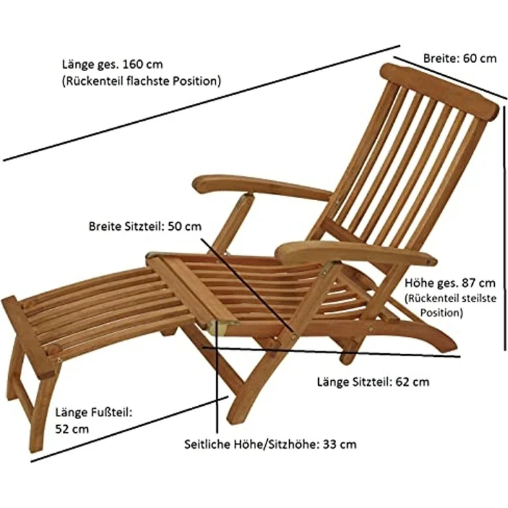 Deckchair MAINE klappbar, Eukalyptus geölt, – Bild 3