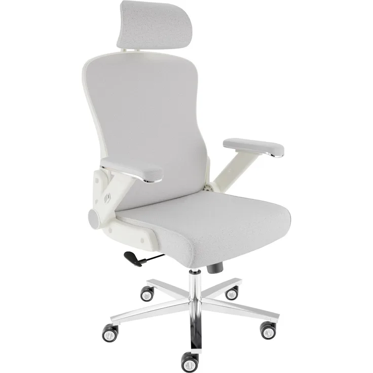 CLOUVOU PowerSeat, ergonomischer Bürostuhl, thermoregulative Materialien, 5D-Armlehnen, 3D-Kopfstütze, PhantomWheels, Creme-weiß
