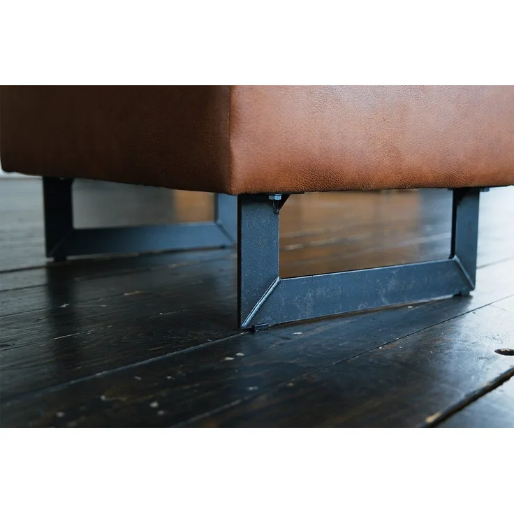 KAWOLA Hocker VILNIUS, Polsterhocker Kunstleder mit Lederanteil cognac