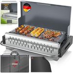 KESSER® Klappgrill tragbarer Camping Grill | Holzkohlegrill aus pulverbeschichtetem Stahl inklusive Grillrost, Grillmatte & Tragetasche | Faltbar BBQ ideal für Camping, Picknick & Angeln Anthrazit, Ohne Beine