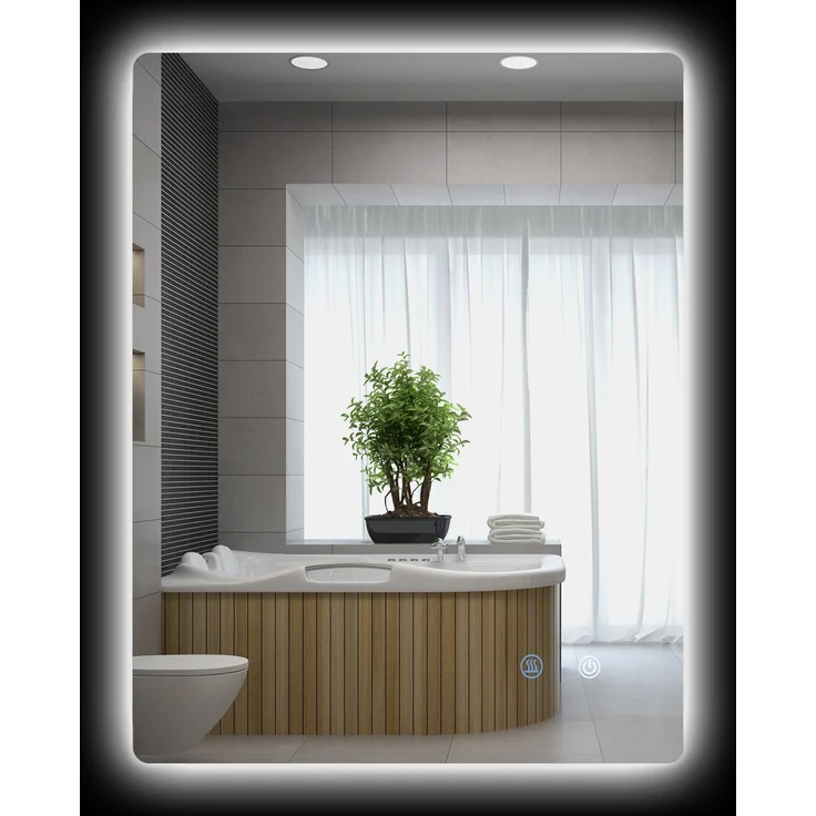 Badezimmerspiegel mit regulierbarer LED-Beleuchtung, Touch-Schaltern und Antibeschlagfunktion, 70 x 50 cm – Bild 1