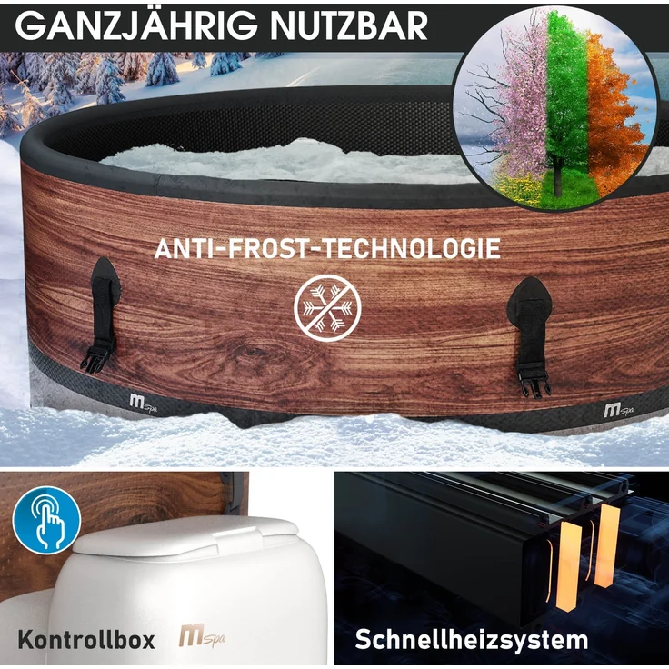 BRAST Whirlpool aufblasbar MSpa Frame Duet Eco für 6 Personen Ø173x65cm 138 Massagedüsen in 3 Intensitäten In- Outdoor Pool Ganzjähriger Einsatz Winterfest einfache Steuerung per App – Bild 6