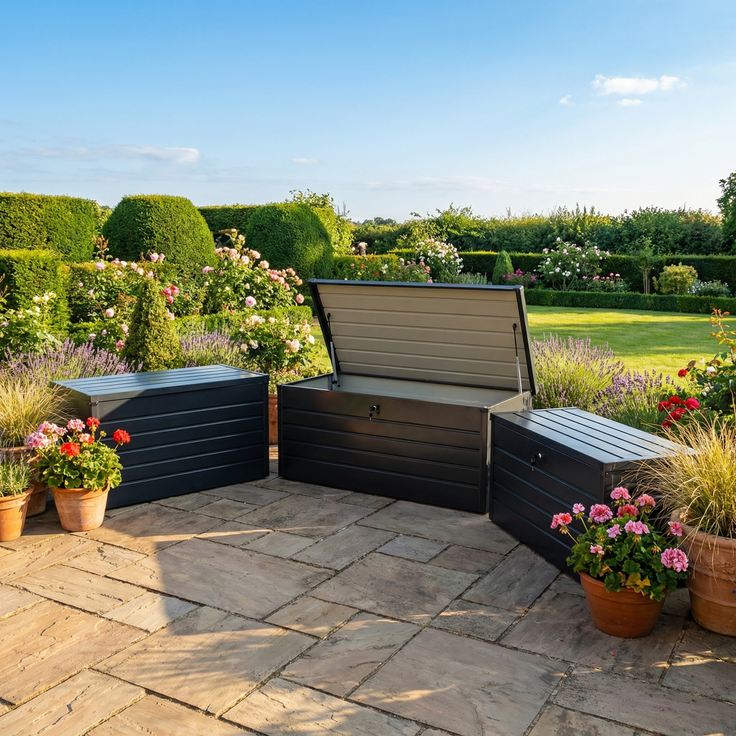 Metall-Aufbewahrungsbox Gartentruhe 600L Stauraum wetterfest – Bild 8