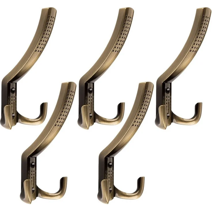 SO-TECH® Garderobenhaken Kleiderhaken JASMIN BA 32 mm, Zinkdruckguss, Bohrlochabstand 32 mm (5 St), groß (H x B x T: 143 x 76 x 67 mm), Brüniert – Bild 2