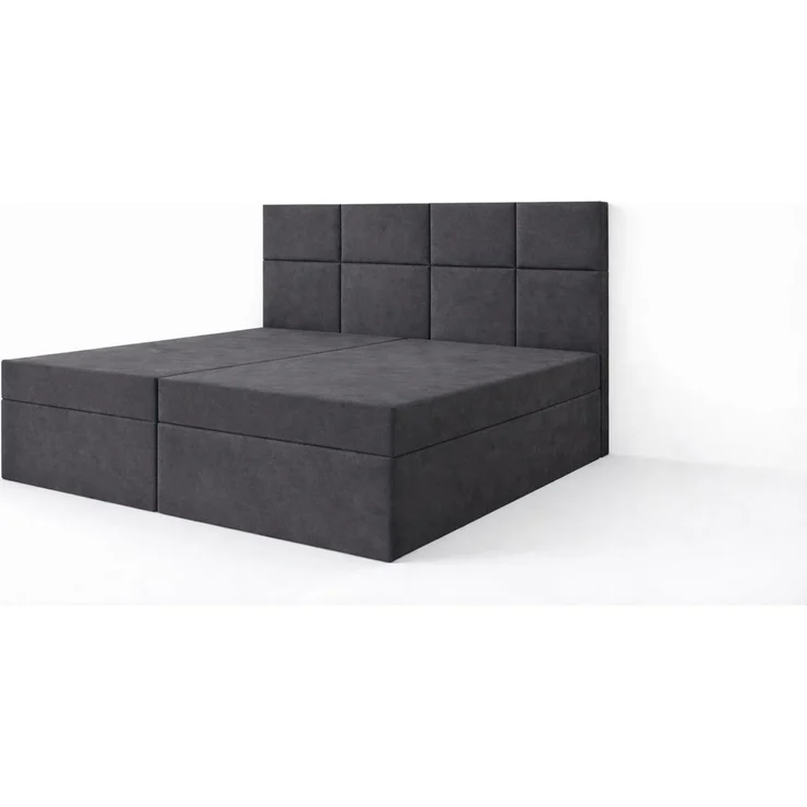 KRISAN MÖBEL Kontinentalbett DREAM2 Dunkelgrau mit 2 Bettkasten und ergonomischem Topper, Bonell-Federkern Matratze, 140 x 200 cm – Bild 1