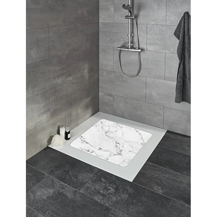 Kleine Wolke Wanneneinlage Marble Anthrazit, rutschhemmend, 36 x 92 cm, pflegeleichtes PVC mit starken Saugnäpfen – Bild 3