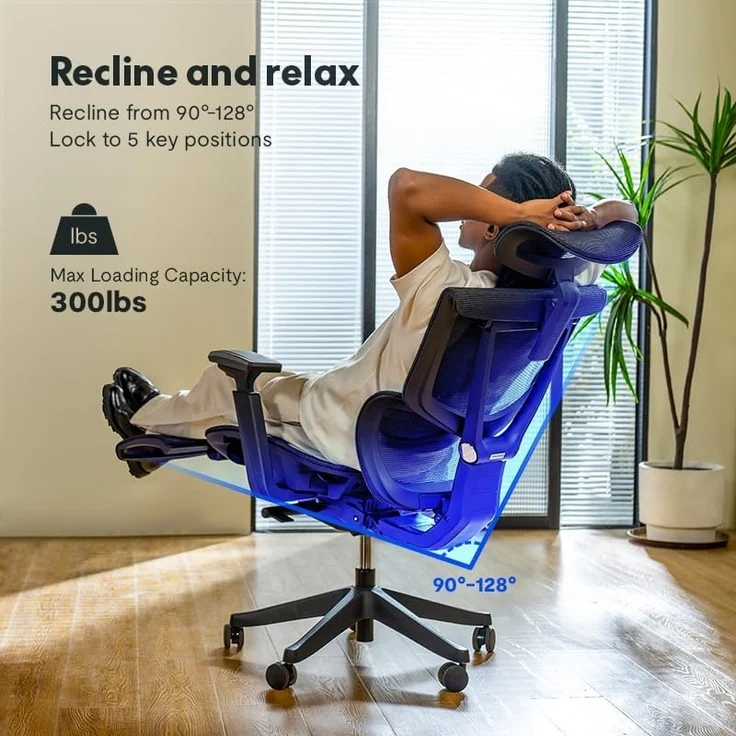 FLEXISPOT Bürostuhl Schreibtischstuhl Premium Ergonomischer C7 (Rückenlehne verstellbar 90°-128°, 2D-Kopfstütze, 3D-Armlehnen), Chef-Mesh-Bürostuhl, Computer-Bürostuhl, 130KG Tragkraft – Bild 6