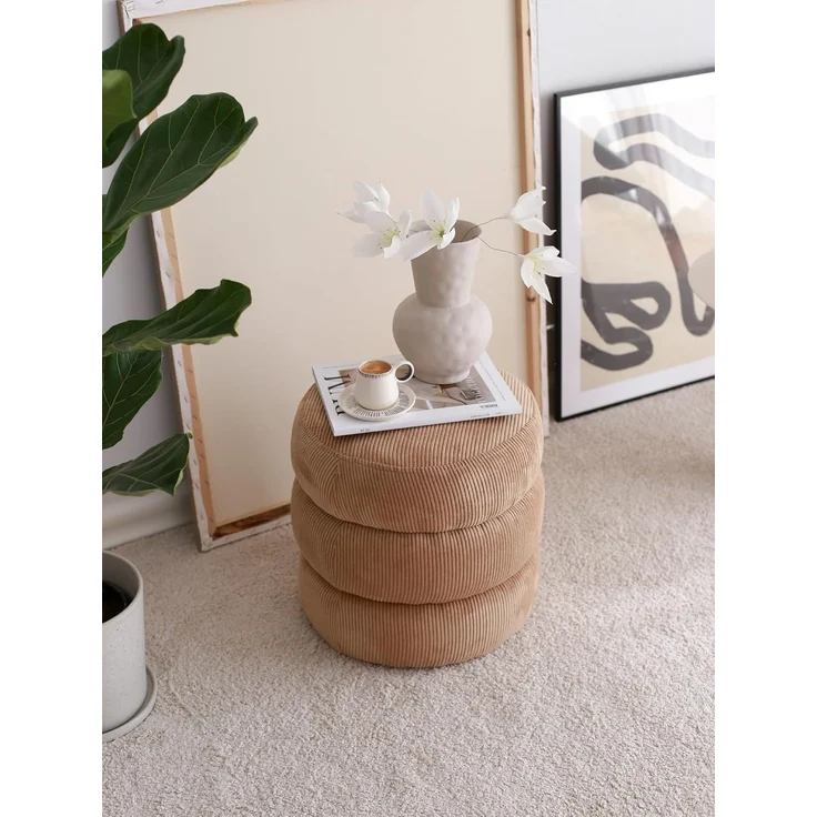 Stylish Camel Pouffe, 40 x 40 x 40 cm, 100% Wooden Frame, Soft Teddy Fabric | Perfect for Modern Living Rooms & Cozy Spaces, Elegant & Versatile Design – Bild 6