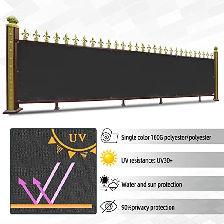 CCLIFE Balkon Sichtschutz Wind- und UV-Schutz Wetterfest 160 g/m2 mit Ösen Balkon sichtschutz Blickdicht 75x300 cm (3 Größen & 2 Farben) für Balkongeländer Terrasse Garten – Bild 7