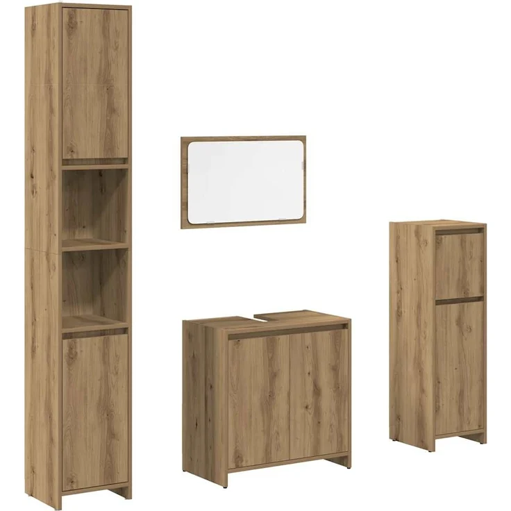 vidaXL 4-tlg. Badmöbel-Set Artisan-Eiche Holzwerkstoff 3328556 – Bild 1