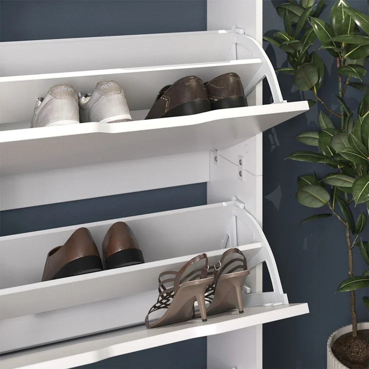 Schuhkipper Luca Weiß 59 x 146 cm mit 4 Kippfächern Vicco – Bild 4