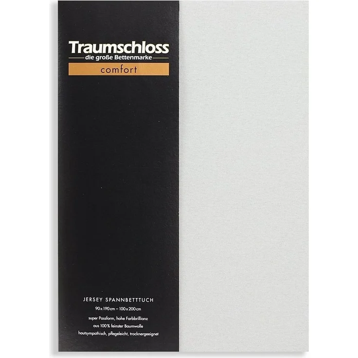 Traumschloss Spannbettlaken Comfort, Jersey, Silber (Hell), 90-100x200, 100% Baumwolle – Bild 1